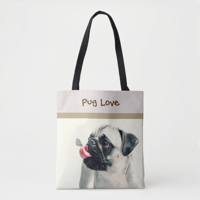 Pug Kärlek - PERSONALIZE - Handbag / Tote Tygkasse (Framsida)