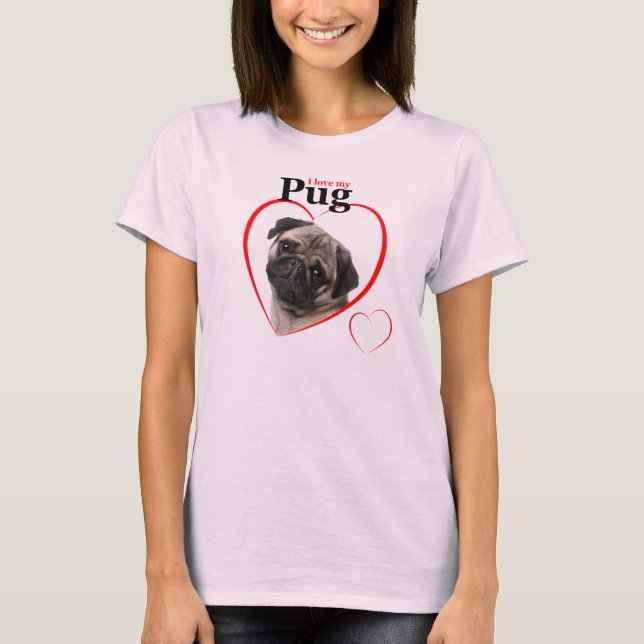 Pug Kärlek Shirt T Shirt (Framsida)