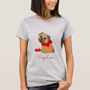 Pug Kärlek söt pug hund djur älskare T Shirt