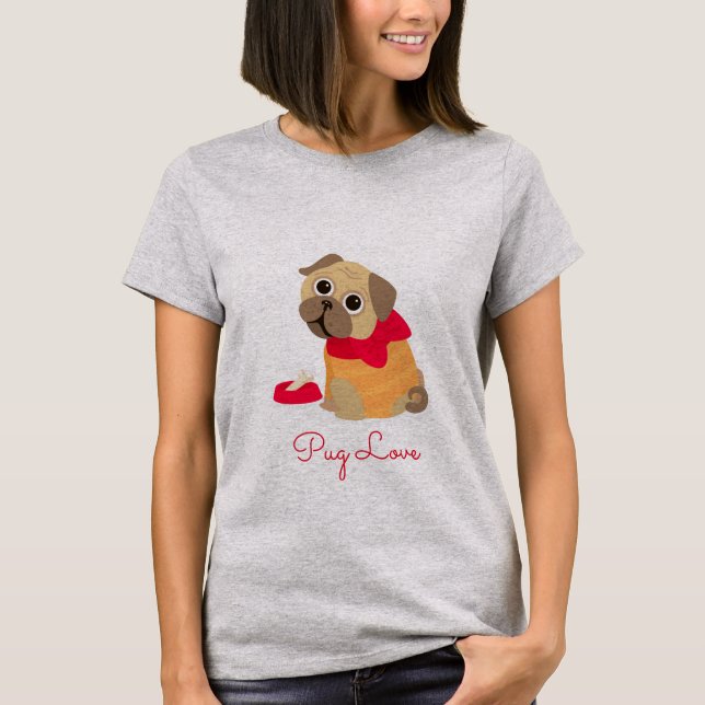 Pug Kärlek söt pug hund djurälskare T Shirt (Framsida)