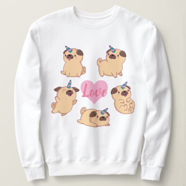 Pug Kärlek T Shirt (Design framsida)