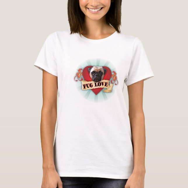 Pug kärlek t shirt (Framsida)