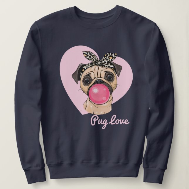 Pug Kärlek T Shirt (Design framsida)