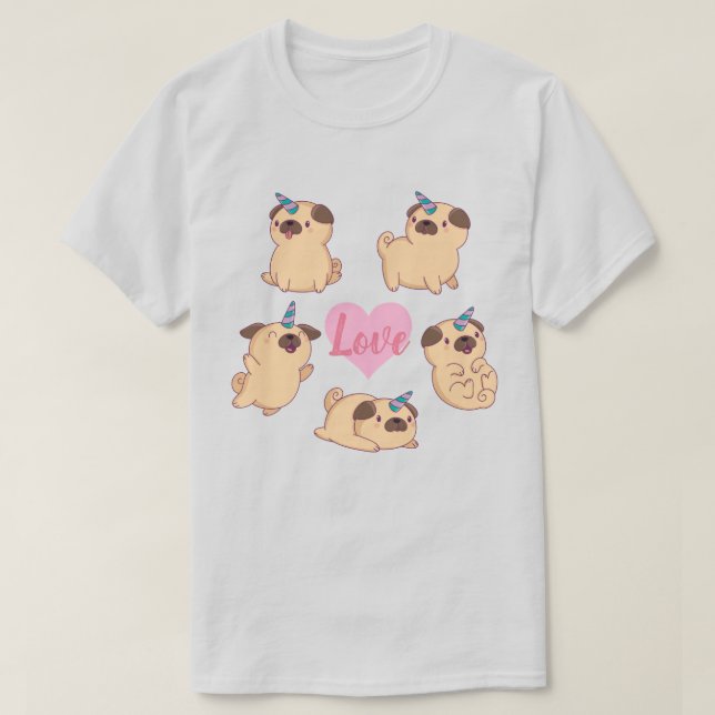 Pug Kärlek T Shirt (Design framsida)