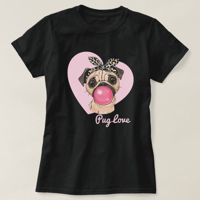 Pug Kärlek T Shirt (Design framsida)
