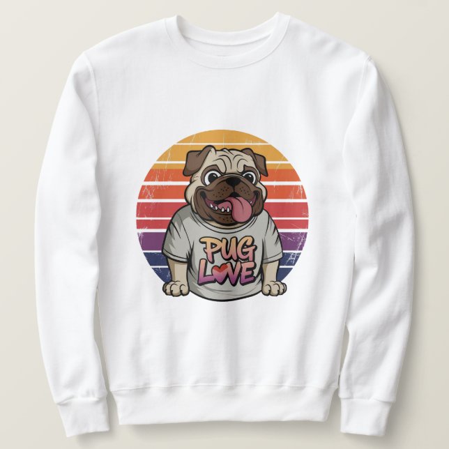 Pug Kärlek Vibes Lång Ärmad Tröja (Design framsida)