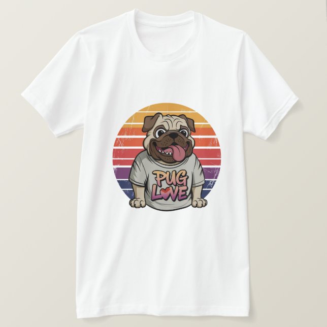 Pug Kärlek Vibes T Shirt (Design framsida)