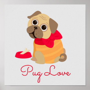 Pug Kärlek-yngdynga valpar hund Poster