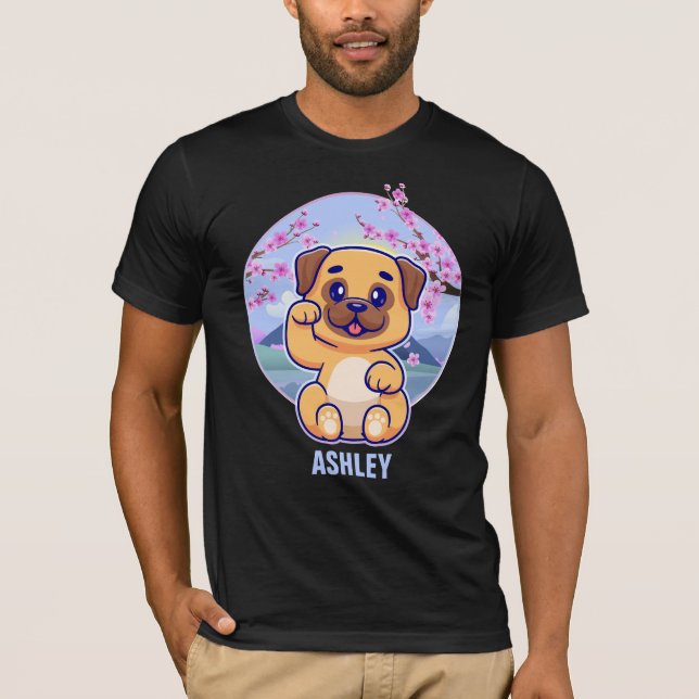 Pug Kawaii Söt Tröja Hund Husdjur T-Shirt (Framsida)