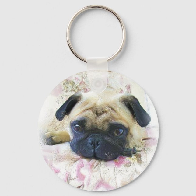 Pug Keychain Nyckelring (Framsida)