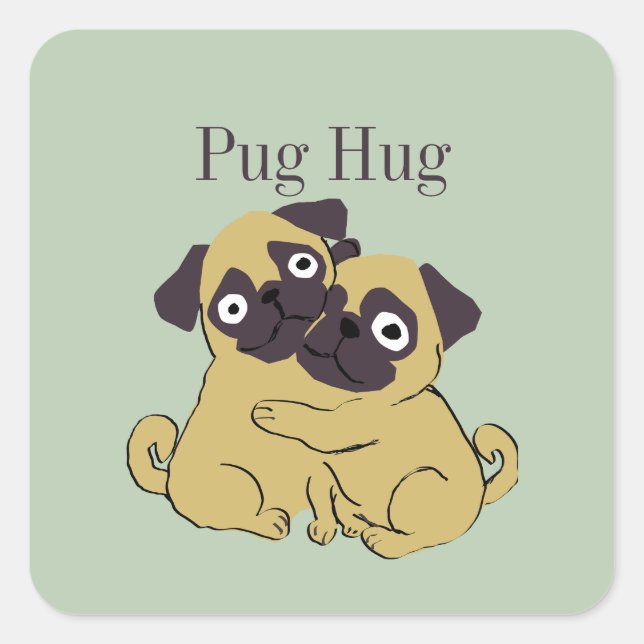 Pug kram  fyrkantigt klistermärke (Framsida)