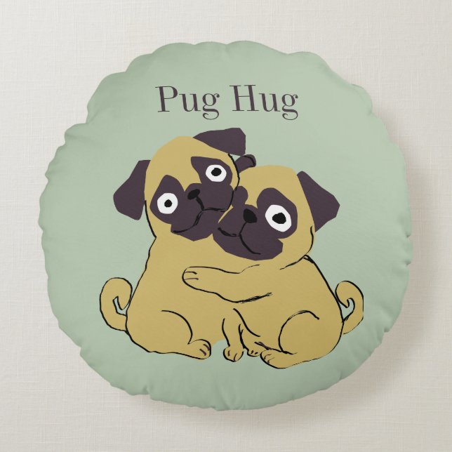 Pug kram  rund kudde (Framsidan)