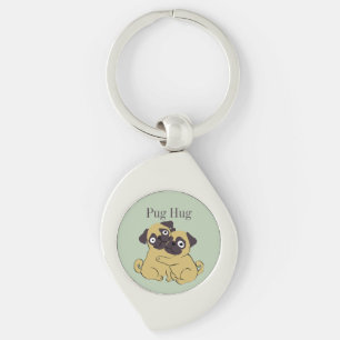 Pug kram swirl silverfärgad nyckelring