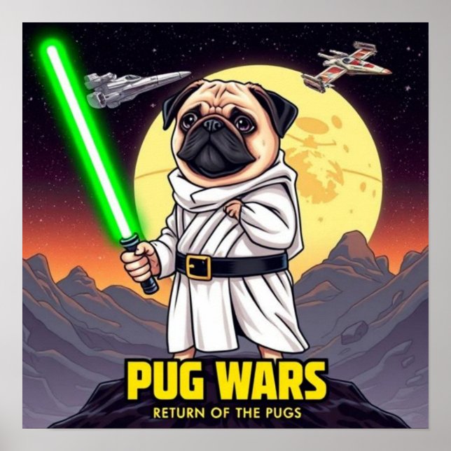 Pug Krig Retur Pugs Pugs Poster (Framsidan)
