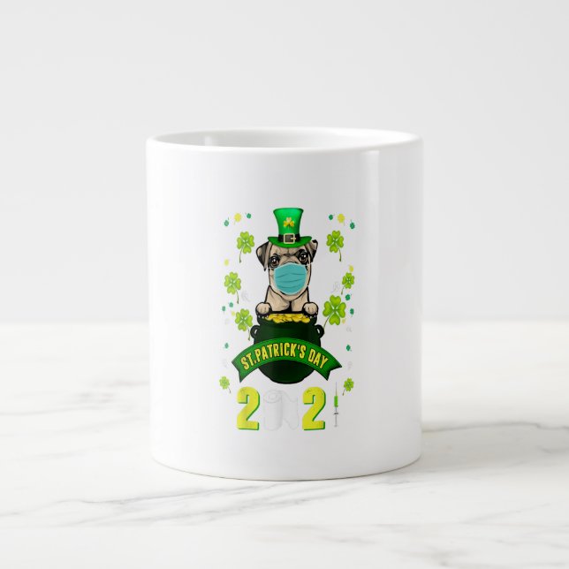 Pug Leprechaun Hund älskare Ansikte Mask St patric Jumbo Mugg (Framsidan)