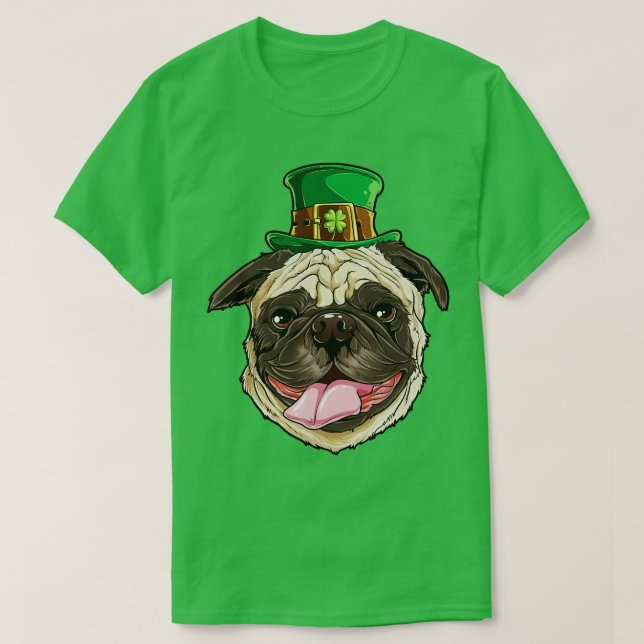 Pug Leprechaun St patricks day Rolig hund gåvor T Shirt (Design framsida)