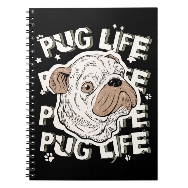Pug Life Animal Hund Anteckningsbok (Framsidan)