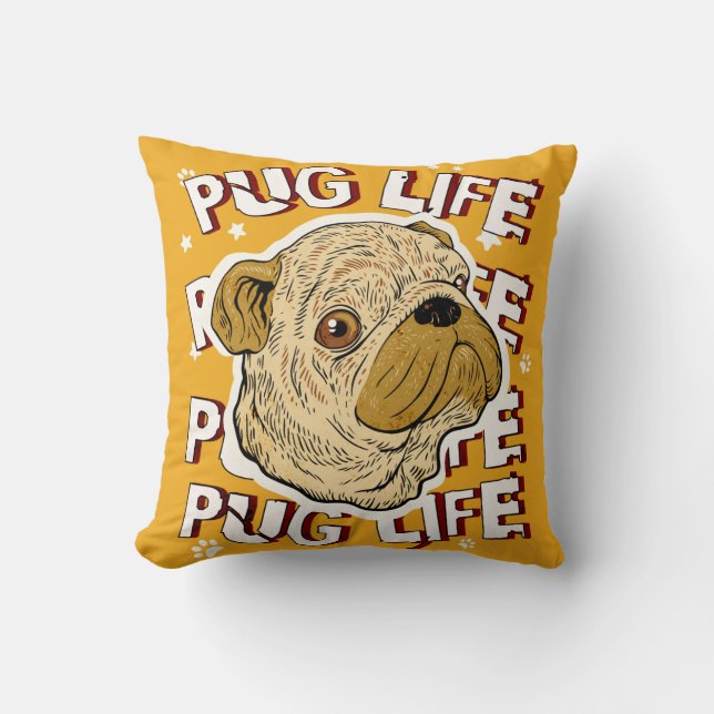 Pug Life Animal Hund Kudde (Framsida)