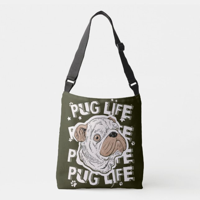 Pug Life Animal Hund Tote Bag Axelväska (Framsida)
