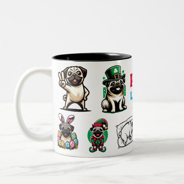 Pug Life Animal Lover Gift Två-Tonad Mugg (Vänster)