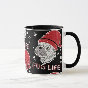 Pug Life Animal Santa jul Mugg