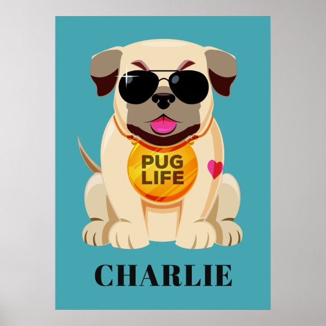 Pug Life-användarnamn och färg-poster Poster (Framsidan)