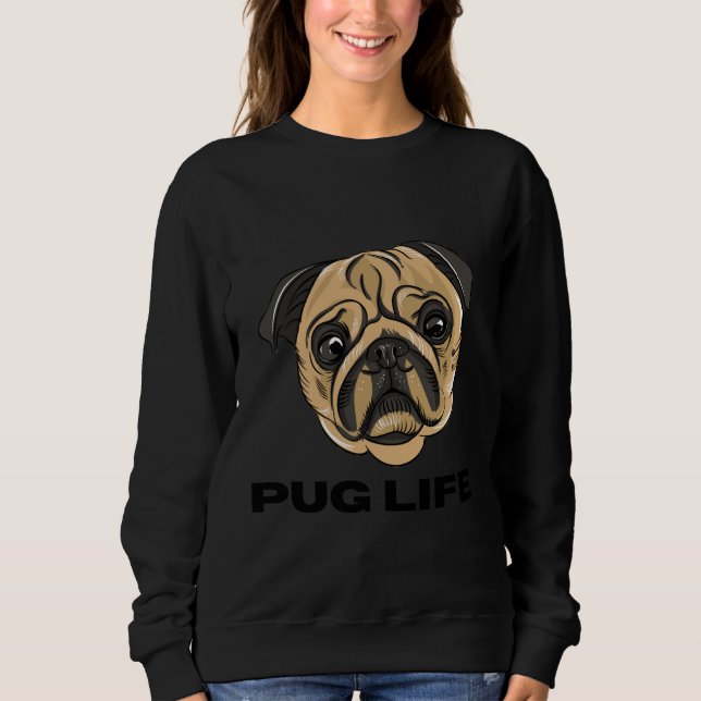 Pug Life - Cute Pug Face Cartoon T Shirt (Framsida)