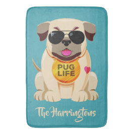 Pug Life-eget namn och färg-badkar Badrumsmatta