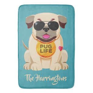 Pug Life-eget namn och färg-badkar Badrumsmatta