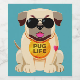 Pug Life flaska-etiketter Vinflaska Etikett