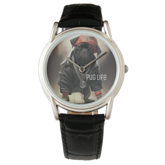 Pug Life manar vaktar Armbandsur (Framsida)