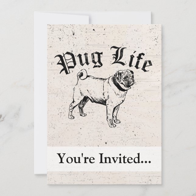 Pug Life Rolig hund Gangster Inbjudningar (Framsida)