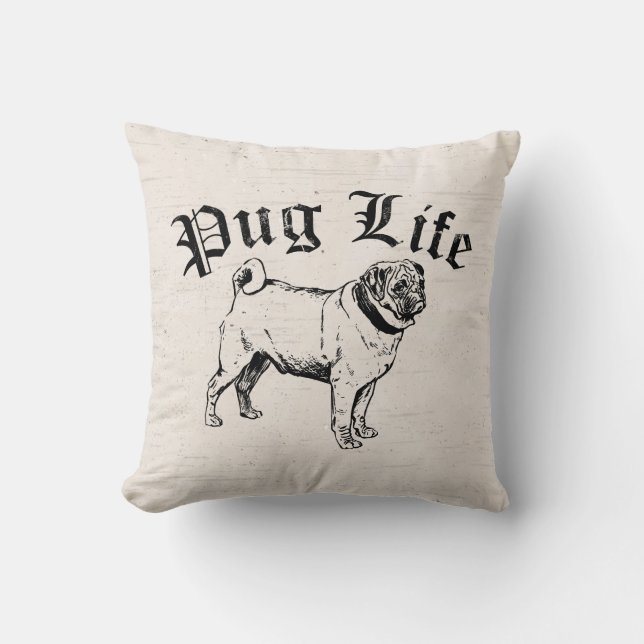 Pug Life Rolig hund Gangster Kudde (Framsida)