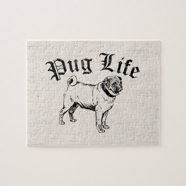 Pug Life Rolig hund Gangster Pussel (Horisontell)