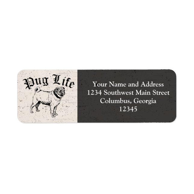 Pug Life Rolig hund Gangster Returadress Etikett (Framsidan)