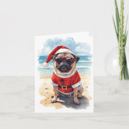 Pug Life, Santa Stil - jul vid Beach Kort