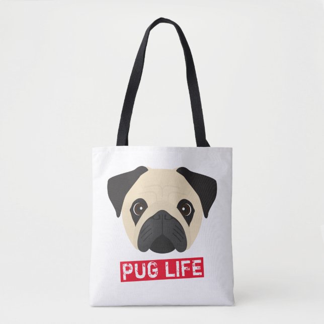Pug Life Tote Bag Tygkasse (Framsida)