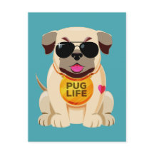 Pug Life vykort