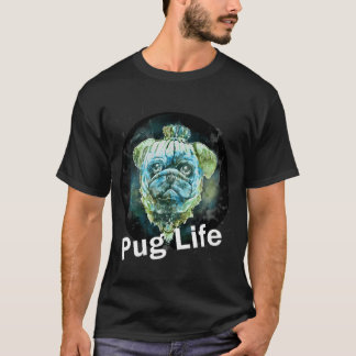Pug Liv Hund akvarell digital konst T Shirt
