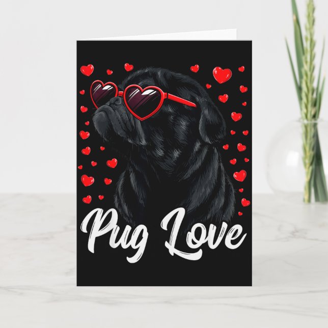 Pug Love Pug Mom Valentine Pug Black Uni Adults Ki Kort (Framsida)