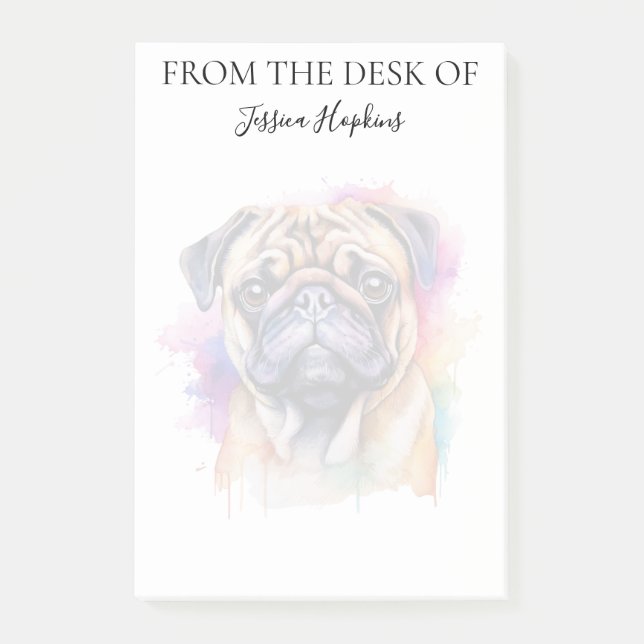 Pug Lover Monogrammed Dog Post-it Block (Framsida)