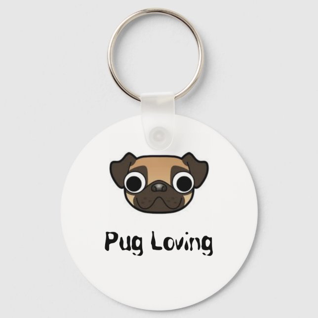 Pug Loving Keychain Nyckelring (Framsida)
