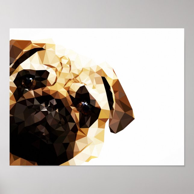 Pug Low Poly Art Poster (Framsidan)