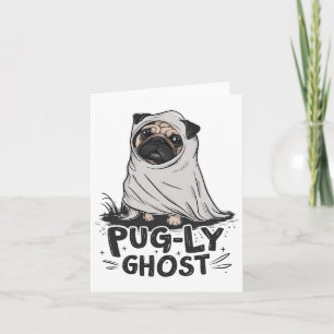 Pug-ly Ghost Rolig hund Puns Halloween Pug Owners Kort
