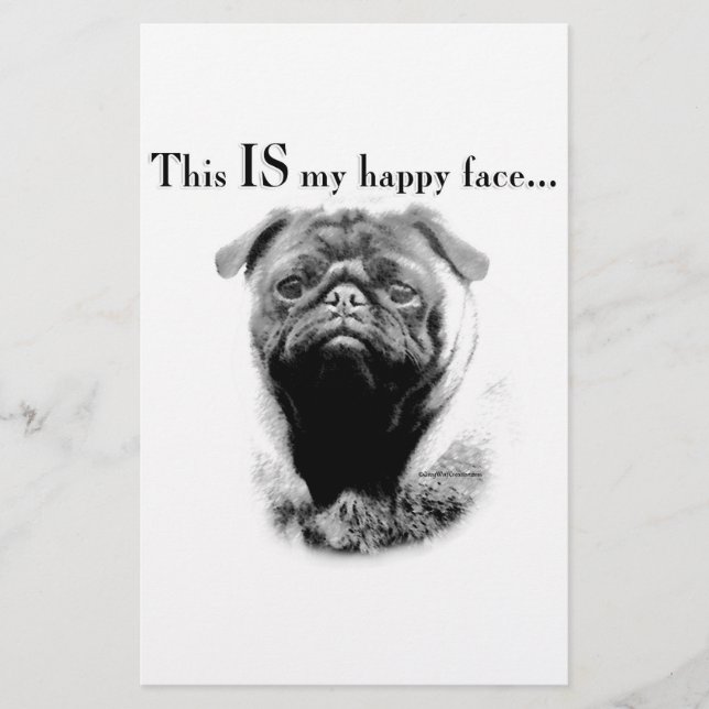 Pug Lycklig Ansikte Brevpapper (Framsida)