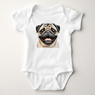 Pug Lycklig ansikte Hund T Shirt