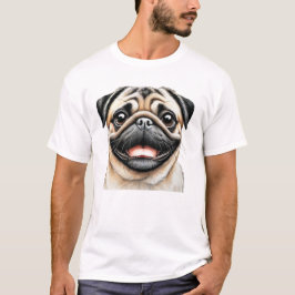 Pug Lycklig Ansikte Hund T Shirt