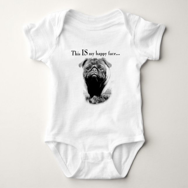 Pug Lycklig Ansikte T-shirt (Framsida)