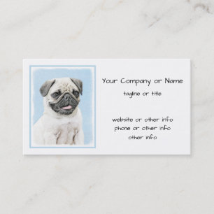 Pug-målning - Cute Original Hund Art Visitkort
