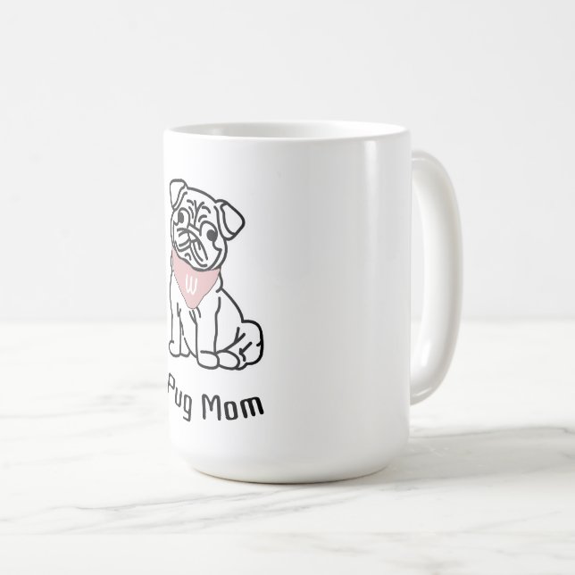PUG MAMMA - ANPASSNINGSBAR HUND INITIAL KAFFEMUGG (Framsida höger)